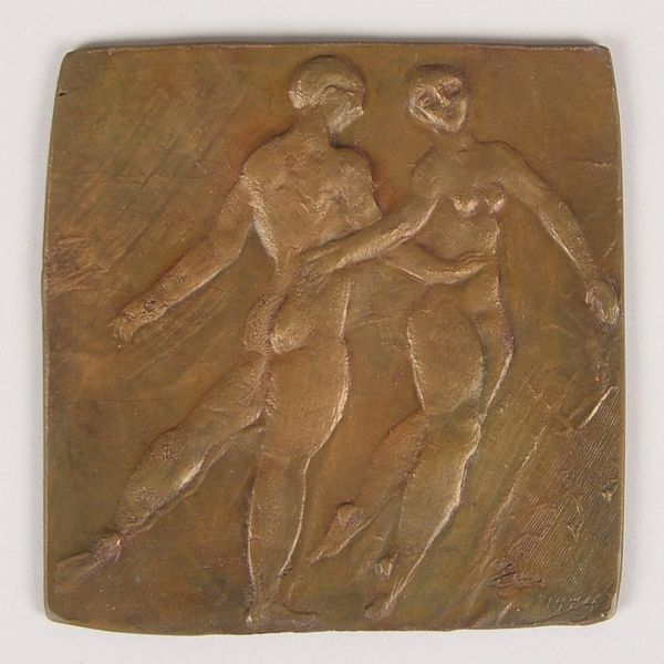 Engelin-Hommes, G., Bronzerelief, 'Tanzendes Paar - Zwei Akte', monogr.; Maße 13 x 12,5 cm