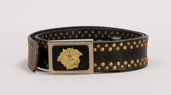 Versace-Ledergürtel, Mod. '700/75-30', figürl. Gürtelschließe, 'Medusenhaupt', Metallnieten