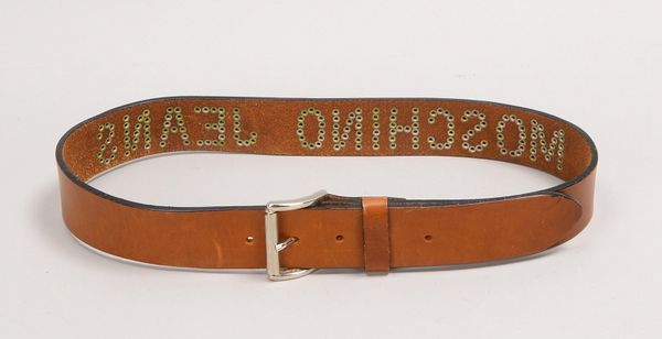Moschino by Redwall-Ledergürtel, tabakbr., umlaufend genietet 'Moschino'; Länge 82 cm