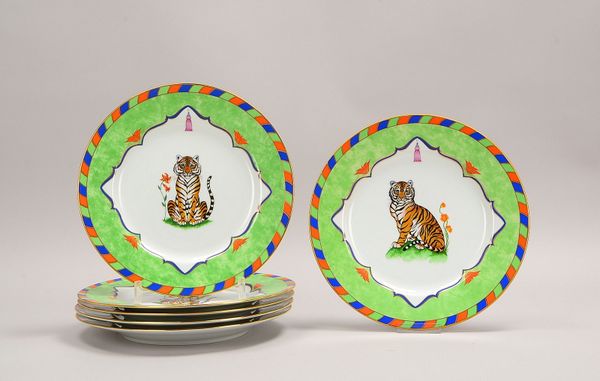 Lynn Chase, Satz Designer-Porzellanteller (aus der Serie 'Jaguar Jungle'), 6 Stück