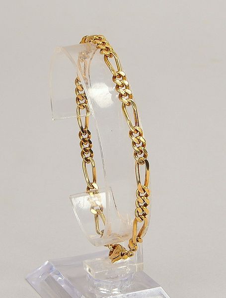 Armband, 585 GG (gest.), Figaro-Ausführung, mit Karabinerschließe; Gew. 9,50 g