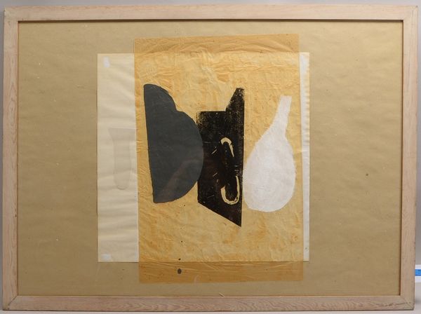 Schwontkowski, Norbert, 'O.T.', Mischtechnik/Papiercollage, Plexiglas mit geätztem Motiv