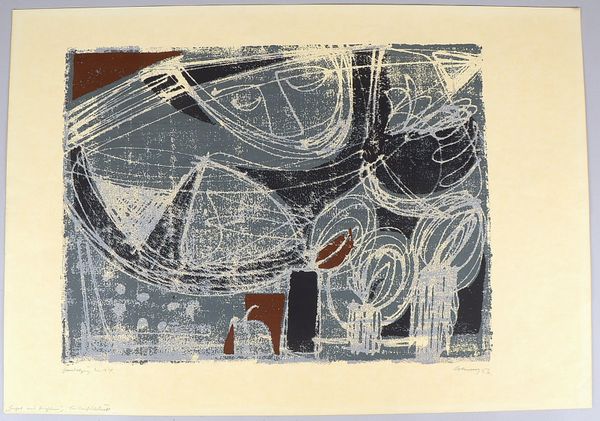 Schwarz, Heinrich (1903 - 1977), 'Engel mit Lichtern', Linolschnitt, bleisginiert/dat.