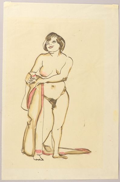 Tappert, Georg (1880 - 1957, Berlin), 'Betty mit Gewand', Aquarell/Federz.
