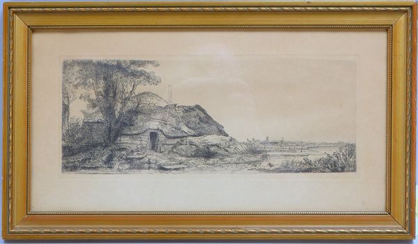 van Rijn, Rembrandt, 'Hütte beim großen Baum', Radierung (posth.), in der Platte sign.