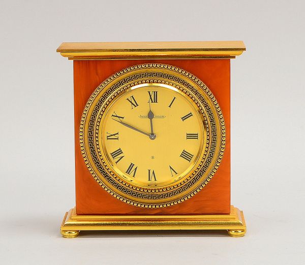Tischuhr (Schweiz), Jaeger LeCoultre, 8-Tage-Werk mit Federaufzug, Messing-Gehäuse