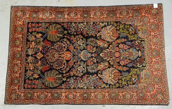 Sarough-Orientbrücke, mittelfeine Kn., gleichm. - guter Zust.; Maße 208 x 131 cm