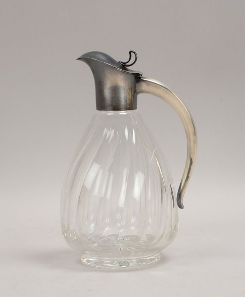 Wilhelm Binder, Henkelkaraffe, Glas mit Schliffdekor, 835 Silber-Montierung/scharn. Deckel