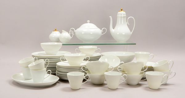 Rosenthal, Rest-Speise-/Kaffeeporzellan, 'Romance', weiß, feines Reliefdekor, 72-tlg.