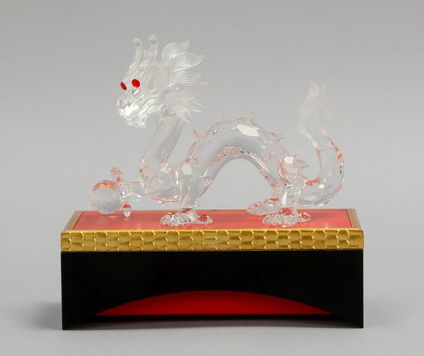 Swarovski, Kristallglas-Figur (Jahresausg. 1997), 'Drache', mit Sockel - in OVP
