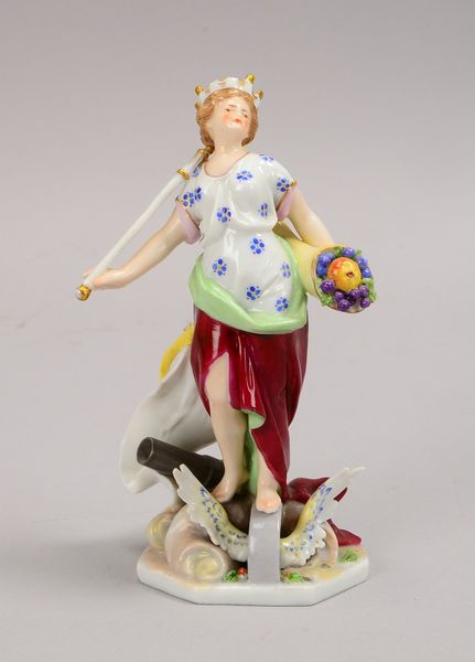 Wien/Augarten, Porz.-Figur, 'Weibl. Allegorie' - mit Zepter/Füllhorn, polychr. Bemalung