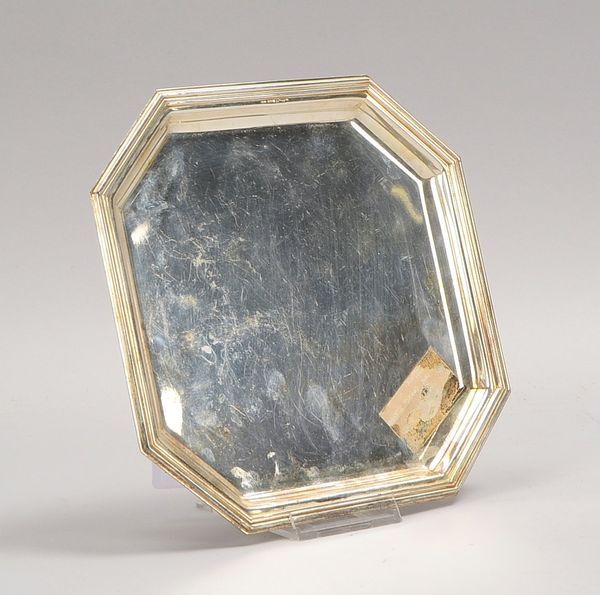 Greggio/Italien, Tablett, 800 Silber, oktogonale Form; Maße 22 x 22 cm, Gew. 248 g