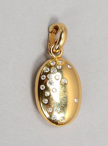 Anhänger, 585 GG (gest.), Medaillon, mit 20x Brillanten/ca. 30 ct; Gewicht 9 g