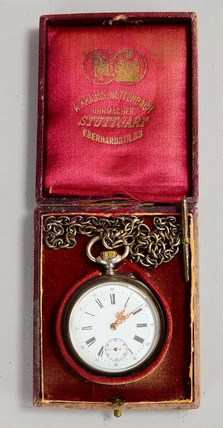 Taschenuhr (A. Krauß-Hettenbach), Silber-Geh. und Silberkette, im original Etui; Ø 48 m