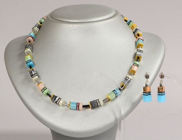 Coeur de Lion, Collier und Ohrstecker, Edelstahl, Edelstein-/Kristallbesatz, 2-tlg.