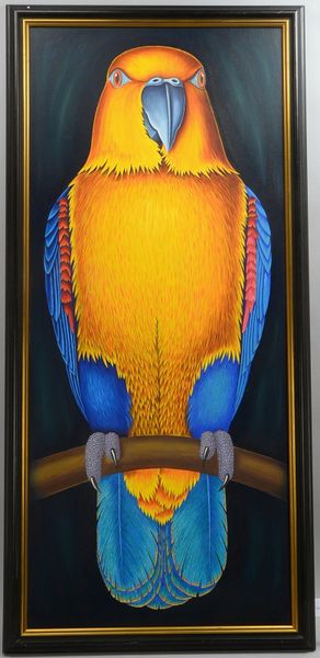 Kühn, Volker, 'Papagei III', Öl/Lw, auf Holz kaschiert, verso sign.; Rahmenmaße 152 x 71,5 cm