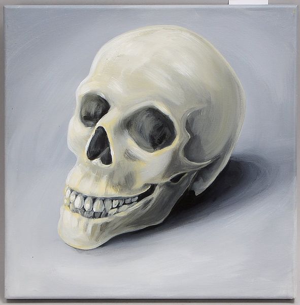 Multimoni, 'Schädel', Acryl/Lw, verso sign./dat. '2006'; Bildmaße 30 x 30 cm