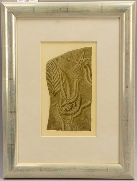 Farblithografie nach Georges Braque, 'L'oiseau sous l'étoile...'; Rahmenmaße 43 x 32 cm