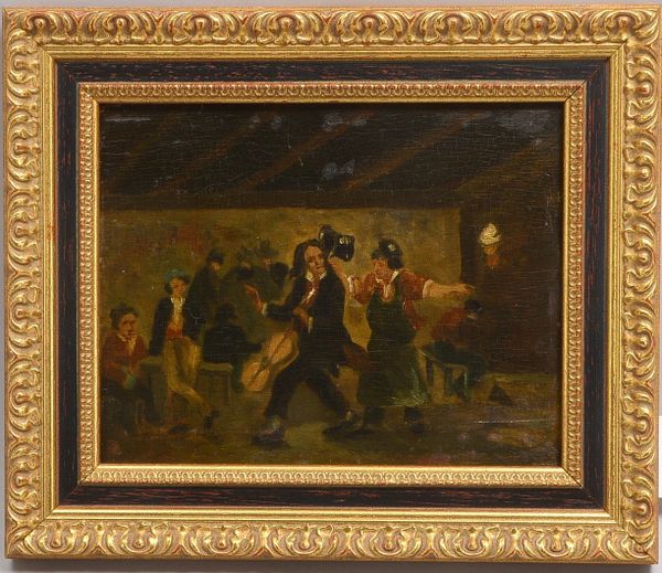 Gemälde, 'Tanz in der Diele', Öl/Mk, unsign.; Rahmenmaße 26,5 x 31,5 cm