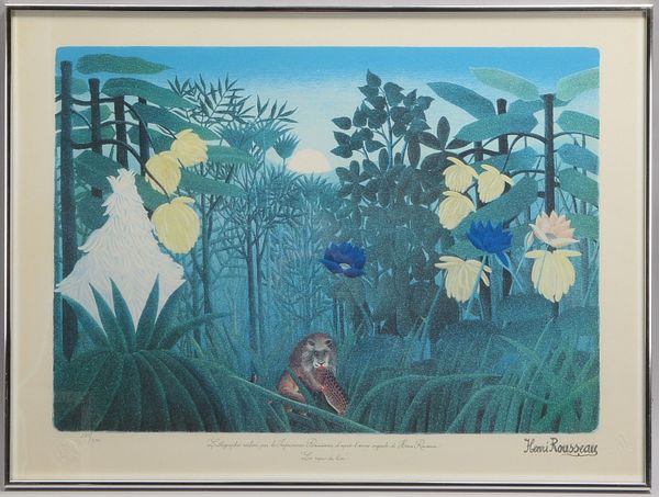 Farblithogr. n. Henri Rousseau, 'Le repas du lion', Aufl.. '280/300', im Druck sign., hinter Glas