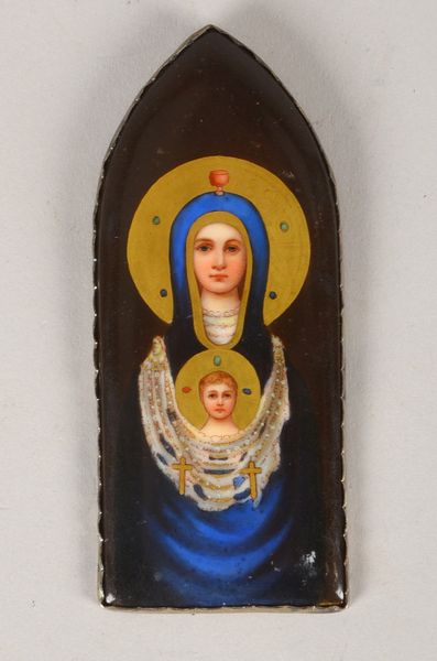 Porz.-Bild/Ikone in 835 Silber-Fassung, feine Malerei, 'Muttergottes mit Jesuskind'
