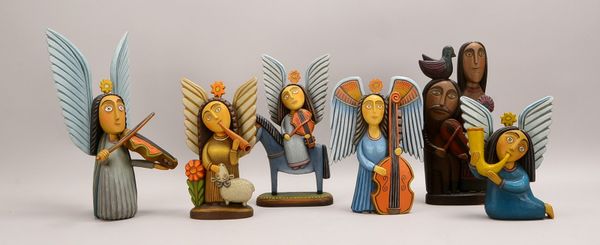 Ulc, Marian (*1947, poln. Volkskunst), 6x Holzskulpturen/farbig staffiert, weihnachtl.