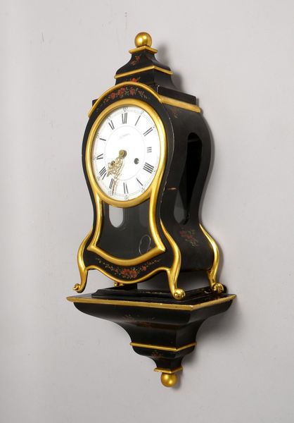 Pendule, Messing-Räderwerk, Halbstd.-Schlag auf Glocke, Holzgeh. 3-seitig vergl.