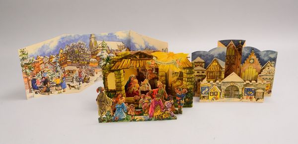 3 Klappkarten, weihnachtl.: 'Domplatz', 'Vor der Stadt', und 'Gloria in Excelsis Deo'