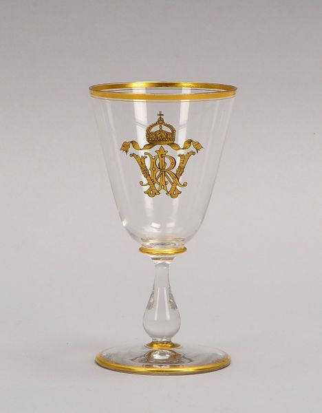 Weinglas (wohl Wilh. I.), farbl. Glas, mit Kaiserkrone, Akronym W.I.R.; Höhe 13 cm