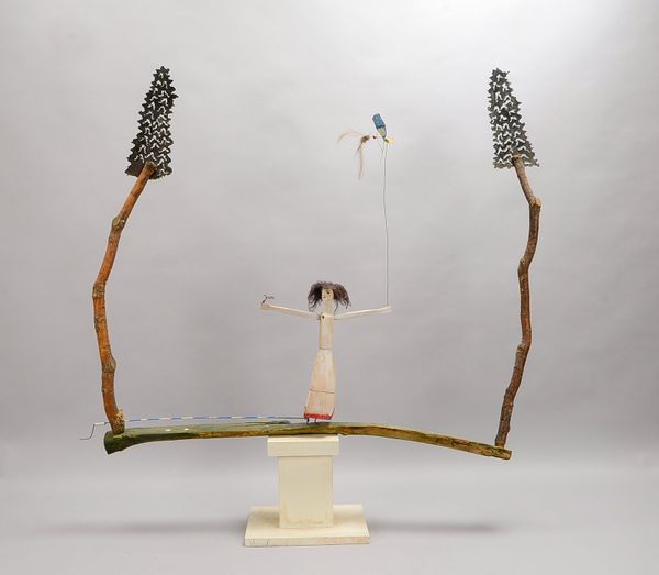 Roure, Roland, kinetische Skulpturengruppe, Mixed Media, mit Kurbel; Höhe 105 cm