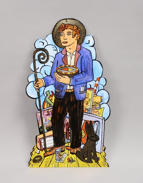 Götze, Moritz, Wanderbursche, 2D-Objekt/Emaille, sign./dat. 2004; Höhe 50 cm