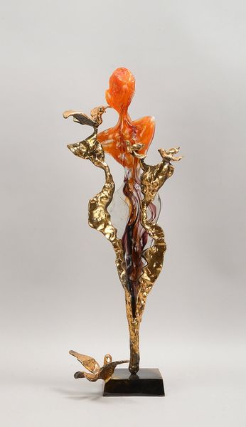 Lohe, Yves (*1947 Frankreich), Glasskulptur, Weibliche Figur, Bronze-Applikationen
