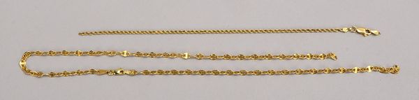 2 Schmuckteile, 585 GG (gest.): Halskette und Armband; Gewicht 6,60 g