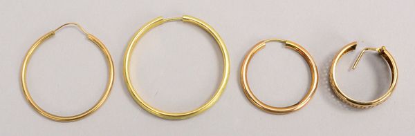 4 Creolen, 333 GG (gest.); Durchmesser Ø 2,5 cm - Ø 4 cm, Gewicht 4,90 g