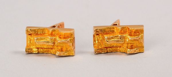 Lapponia-Manschettenknöpfe, 585 RG (gest.); Maße 11 x 20 mm, Gewicht 12,20 g