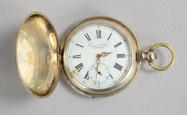 Taschenuhr, Perret & Fils/Brenets, Schlüsselaufzug, im Silbergehäuse; Ø 57 mm