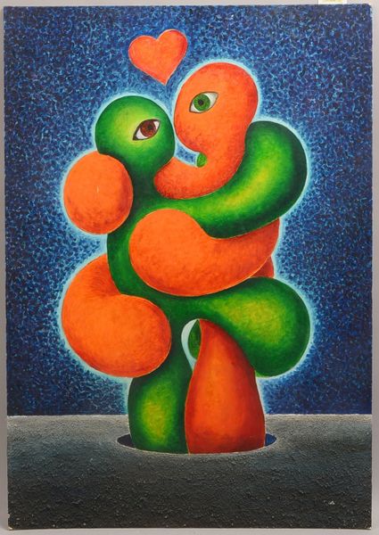 Kühn, Volker, Liebespaar, Öl/Sand auf Malkarton, unsigniert; BM 100,5 x 70 cm