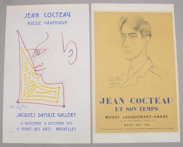 Cocteau, Jean, 2 Ausstellungsplakate, auf festem Papier, ungerahmt; BM ca. 71 x 48