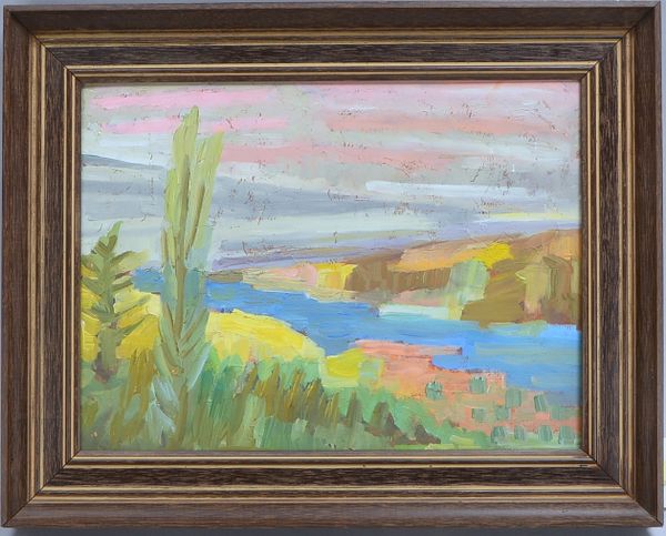 Dering-Völker, Elisabeth, Mediterrane Landschaft, Öl/Mk, unsign.; RM 39,5 x 49,5 cm