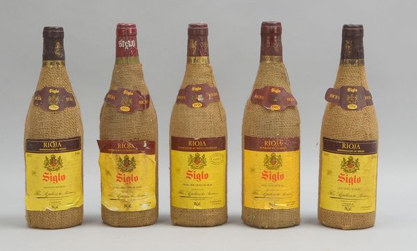 5 Fl. Siglo - Bodegas Felix Azpilicueta Martínez Rioja, Jg. 1970, 1976, 1980, 2x 1986