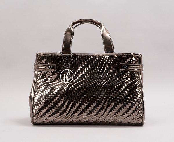 Armani Jeans-Handtasche, Metallic-Look, 102/500, gepfl. Zust.; Maße 25 x 40 cm