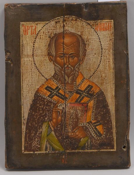 Ikone (griech.-orth.), Hl. Nikolaus, Eitempera auf Holz; Maße 41,5 x 32 cm