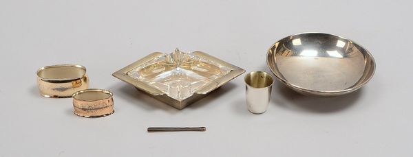 Kleines Silberteile-Sammlerkonvolut, verschiedene Silbergehalte und Teile, 6 Stück/5x Tischaccessoir