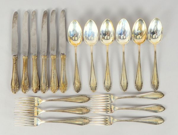 Koch & Bergfeld, Tafelbesteck, 800 Silber, für 6 Personen, umfassend: je 6x Tafelmesser und 6x Speis