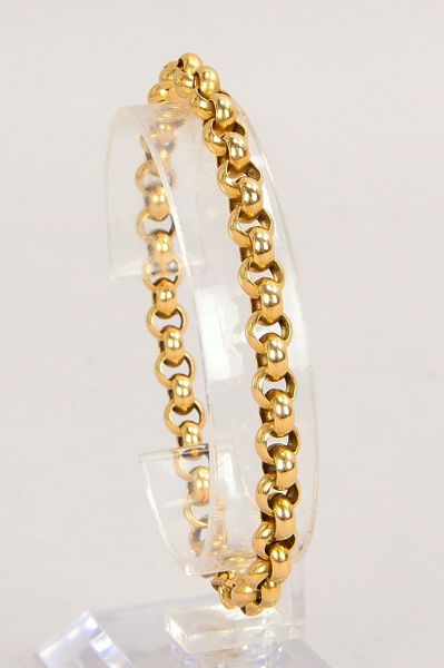 Armband, 585 GG (gest.), Erbskettenglieder, Karabinerschließe; Gewicht 12 g