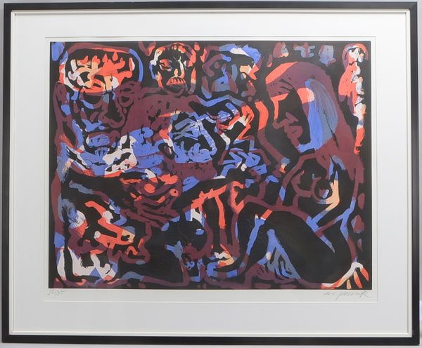 Penck, A.R. (alias Ralf Winkler, 1939 Dresden - 2017 Zürich), 'Ohne Titel', Farbradierung auf Zerkal