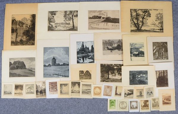 Wedepohl, Gerhard (1893 Schönebeck - 1930 Bremen), kleine Grafiksammlung, Radierungen und Exlibris,