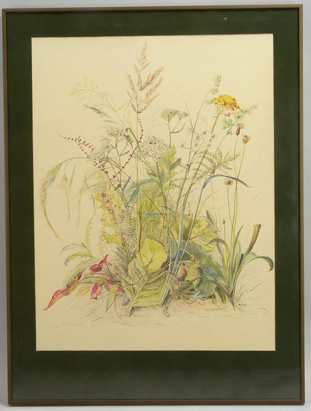 Monogrammist A.v.B., 'Feldblumen', Aquarell, unten rechts monogrammiert, hinter Glas gerahmt; Rahmen