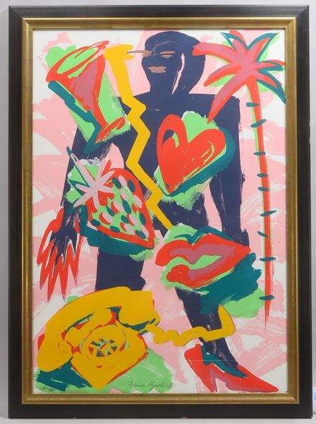 Bach, Elvira (*1951 Neuenhain), 'Herzdame', Farbserigrafie, Auflage-Nr. '2/30', unten mittig signie