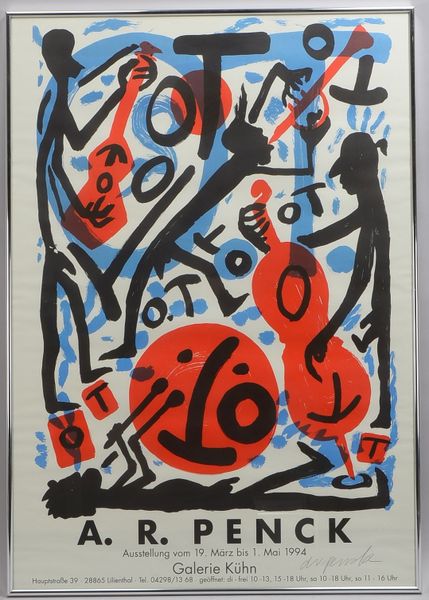 Penck, A.R. (alias Ralf Winkler, 1939 Dresden - 2017 Zürich), Ausstellungsplakat für Galerie Kühn/Li